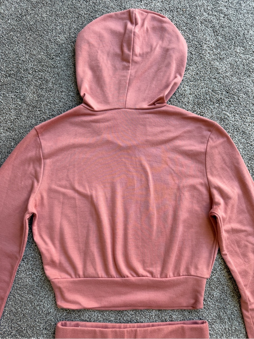 Lulu's Dusty Rose Gold Pink Cropped Hooded Sweatshirt & Midi Skirt Set Size XS - Picture 12 of 15